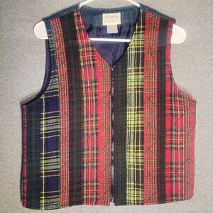 Susan Bristol Quilted Plaid Vest With Zipper